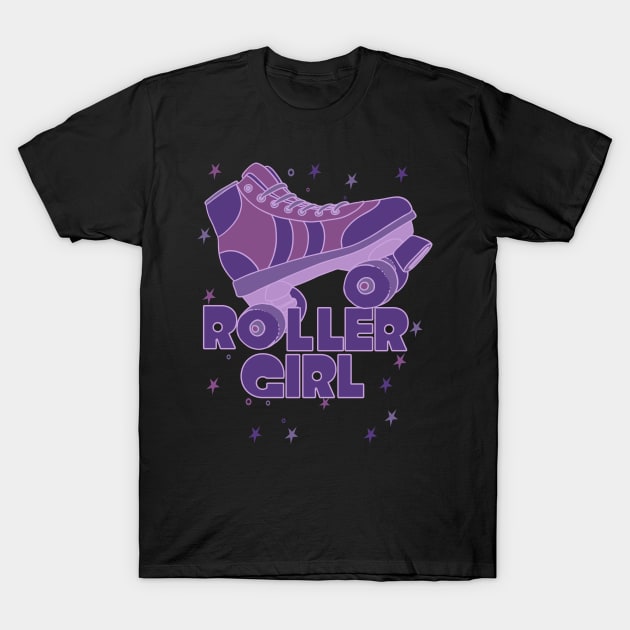 Roller Girl Roller Skating Derby Dark Lavender T-Shirt by Skylane